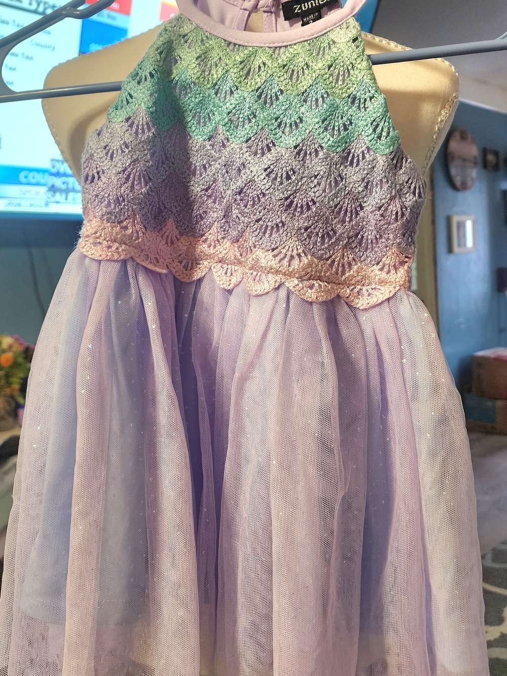Zunie Kids Lavender & Pastel Ombré Halter Tulle Dress Sz 2 NWT